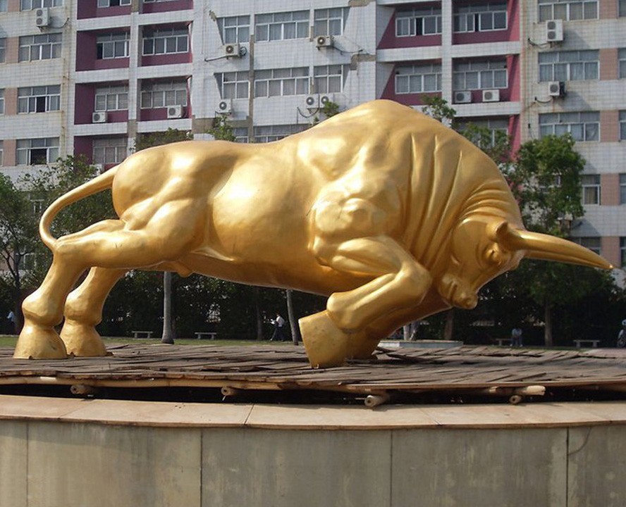 鑄銅動物雕塑-金牛